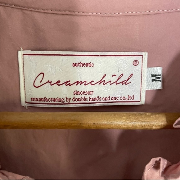 [Creamchild] Women's Dusty Pink Romantic Button Down Long Sleeve Top - Picture 4 of 7